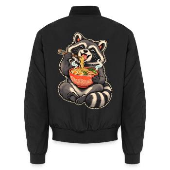 Süßer Waschbär mit Ramen und Essstäbchen - Unisex Bomberjacke - Schwarz - Hinten - AI Model Male 185 light (185cm)