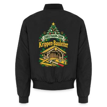 Christbaum-Crew Krippen-Bauleiter - Unisex Bomberjacke - Schwarz - Hinten - AI Model Male 185 light (185cm)