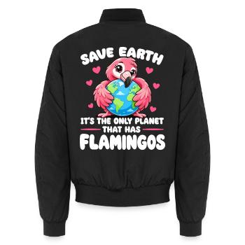  Rette Die Erde – Sie Ist Der Einzige Planet, Auf - Unisex Bomberjacke - Schwarz - Hinten - AI Model Male 185 light (185cm)