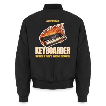 Achtung: Keyboarder spielt mit dem Feuer - Unisex Bomberjacke - Schwarz - Hinten - AI Model Male 185 light (185cm)