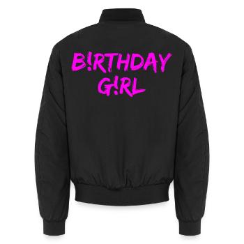 BiRTHDAY GiRL GEBURTSTAGSKIND, GESCHENK MÄDCHEN - Unisex Bomberjacke - Schwarz - Hinten - AI Model Male 185 light (185cm)