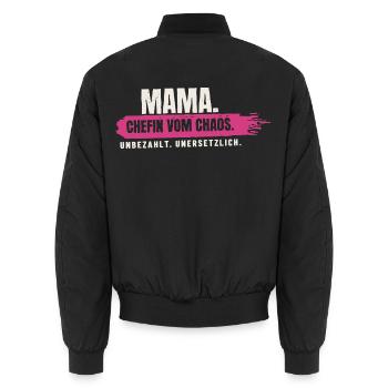 Mama – Chefin vom Chaos - Unisex Bomberjacke - Schwarz - Hinten - AI Model Male 185 light (185cm)