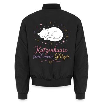 Katzenhaar Glitzer-Statement - Unisex Bomberjacke - Schwarz - Hinten - AI Model Male 185 light (185cm)