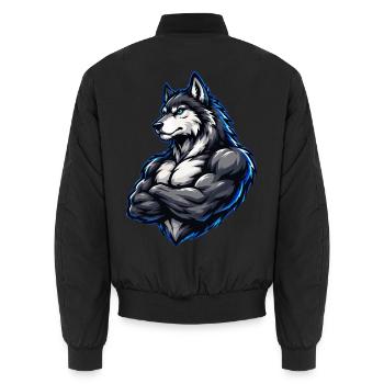 Wolf Comic Muskeln - Unisex Bomberjacke - Schwarz - Hinten - AI Model Male 185 light (185cm)