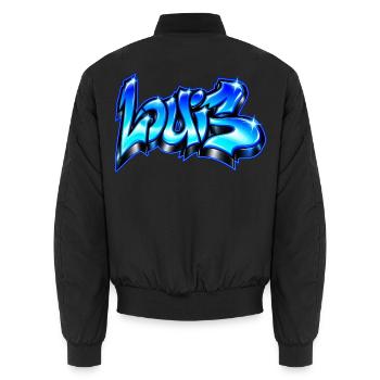 Electric Blue Wolf Graffiti! Wilde Straßenkunst - Unisex Bomberjacke - Schwarz - Hinten - AI Model Male 185 light (185cm)
