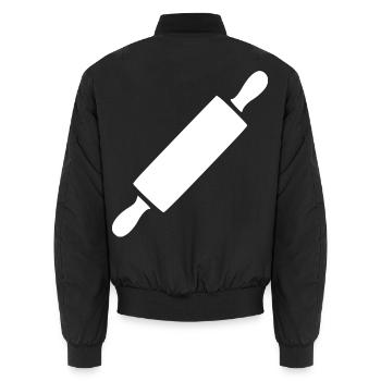 Nudelholz Rollholz Bäcker Geschenk backen  - Unisex Bomberjacke - Schwarz - Hinten - AI Model Male 185 light (185cm)