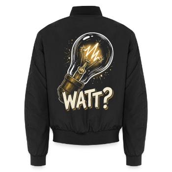 Watt Elektriker Lustiger Spruch Glühbirne - Unisex Bomberjacke - Schwarz - Hinten - AI Model Male 185 light (185cm)