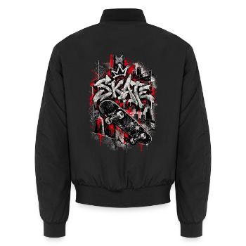 Skate – Concrete Rebels Graffiti-Kunst - Unisex Bomberjacke - Schwarz - Hinten - AI Model Male 185 light (185cm)
