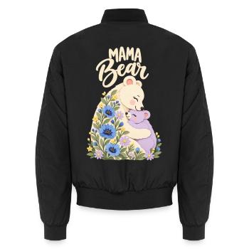 Süßes Kornblumen-Geschenk für Mama Mama Bär - Unisex Bomberjacke - Schwarz - Hinten - AI Model Male 185 light (185cm)