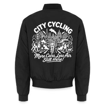 Stadtradfahren, mehr Autos, weniger Luft, immer noch hier! - Unisex Bomberjacke - Schwarz - Hinten - AI Model Male 185 light (185cm)