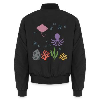 Rochen Unterwasser Kinder Krake Meeresleben - Unisex Bomberjacke - Schwarz - Hinten - AI Model Male 185 light (185cm)