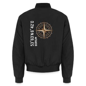 Borkum Koordinaten - Unisex Bomberjacke - Schwarz - Hinten - AI Model Male 185 light (185cm)