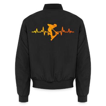 Stunt Scooter Tricks Pulslinie Tretroller - Unisex Bomberjacke - Schwarz - Hinten - AI Model Male 185 light (185cm)
