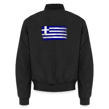 Greece Grecia Griechenland Flag Flagge painted - Unisex Bomberjacke - Schwarz - Hinten - AI Model Male 185 light (185cm)
