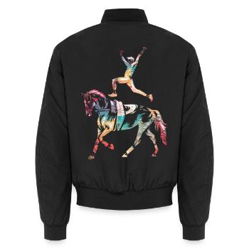 Akrobatischer Voltigiersport Mannschaft - Unisex Bomberjacke - Schwarz - Hinten - AI Model Male 185 light (185cm)
