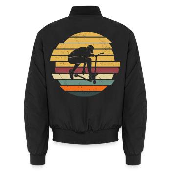 Stunt Scooter Roller Junge Vintage - Unisex Bomberjacke - Schwarz - Hinten - AI Model Male 185 light (185cm)