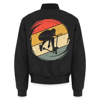Stunt Scooter Kinder Roller Junge Retro - Unisex Bomberjacke - Schwarz - Hinten - AI Model Male 185 light (185cm)