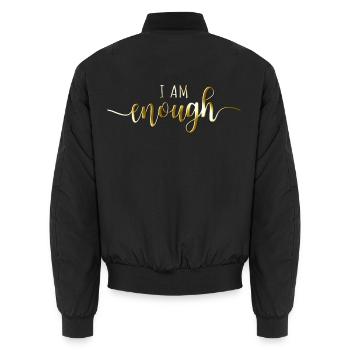 I Am Enough Ich Bin Genug Affirmation Achtsamkeit - Unisex Bomberjacke - Schwarz - Hinten - AI Model Male 185 light (185cm)
