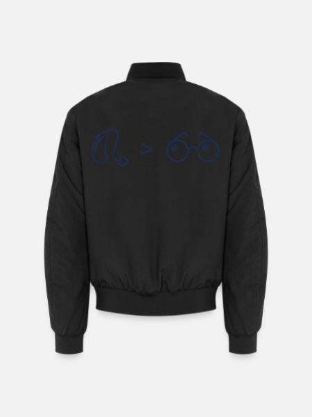 Akustik über Optik, Hörgerät über Brille - Unisex Bomberjacke - Schwarz
