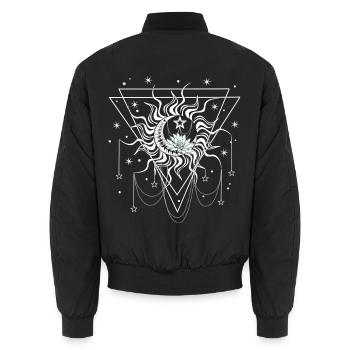 Sonne Mond und Sterne - Unisex Bomberjacke - Schwarz - Hinten - AI Model Male 185 light (185cm)