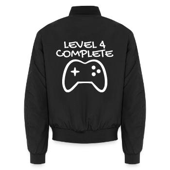 Level 4 Complete 4 Geburtstag - Unisex Bomberjacke - Schwarz - Hinten - AI Model Male 185 light (185cm)