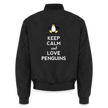 keep calm love Pinguine Linux nerd computer cpu lo - Unisex Bomberjacke - Schwarz - Hinten - AI Model Male 185 light (185cm)