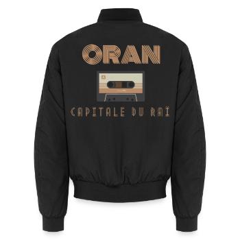 Oran Hauptstadt von Rai - Unisex Bomberjacke - Schwarz - Hinten - AI Model Male 185 light (185cm)