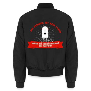 Frecher Periodenprotest Tamponsteuer - Unisex Bomberjacke - Schwarz - Hinten - AI Model Male 185 light (185cm)
