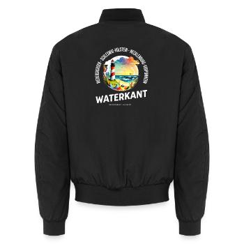 Waterkant – Im Norden daheim - Unisex Bomberjacke - Schwarz - Hinten - AI Model Male 185 light (185cm)