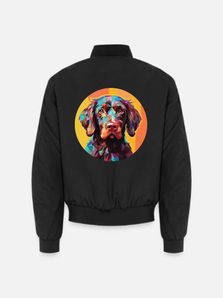 Pudelpointer Hunderasse Aquarell Illustration - Unisex Bomberjacke - Schwarz