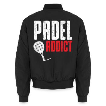 Padel Süchtig - Padel Tennis - Unisex Bomberjacke - Schwarz - Hinten - AI Model Male 185 light (185cm)