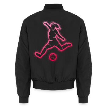 Fußball Fußballerin Fußballspielerin Mädchen - Unisex Bomberjacke - Schwarz - Hinten - AI Model Male 185 light (185cm)