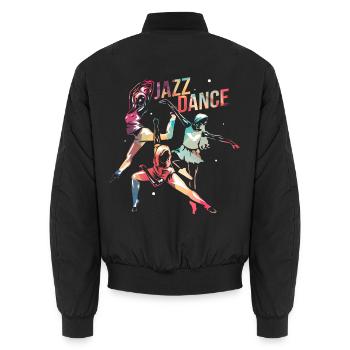 Lebendiger Jazztanz Bühnenauftritt - Unisex Bomberjacke - Schwarz - Hinten - AI Model Male 185 light (185cm)