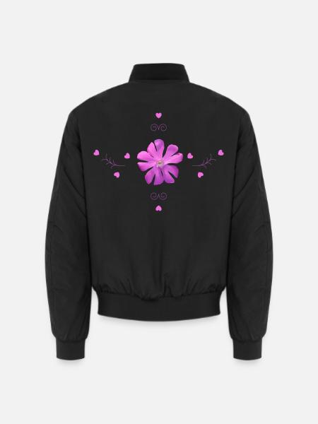 Lichtnelke rosa Blume - Unisex Bomberjacke - Schwarz