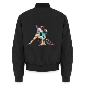 Rhythmischer Tangoschritt Milonga - Unisex Bomberjacke - Schwarz - Hinten - AI Model Male 185 light (185cm)