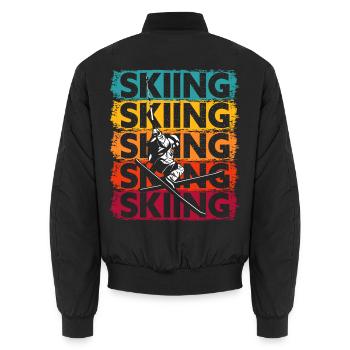 Ski Vintage - Skifahrer - Unisex Bomberjacke - Schwarz - Hinten - AI Model Male 185 light (185cm)