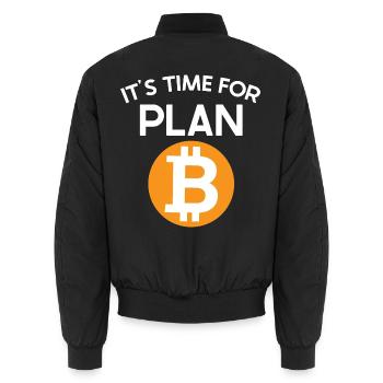 Time For Plan B Bicoin BTC Crypto Moon - Unisex Bomberjacke - Schwarz - Hinten - AI Model Male 185 light (185cm)