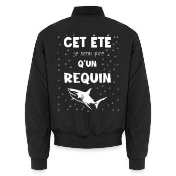 diesen Sommer werde ich schlimmer sein als ein Hai - Unisex Bomberjacke - Schwarz - Hinten - AI Model Male 185 light (185cm)