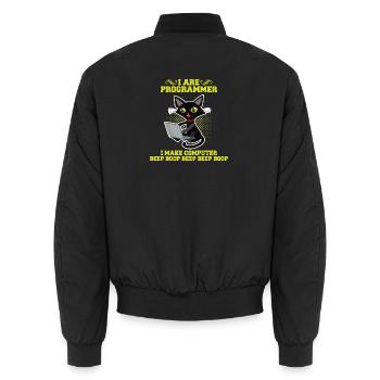 IT Spezialist - Unisex Bomberjacke - Schwarz - Hinten - AI Model Male 185 light (185cm)