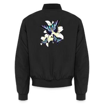 Blauer Schwalbenschwanz - Unisex Bomberjacke - Schwarz - Hinten - AI Model Male 185 light (185cm)
