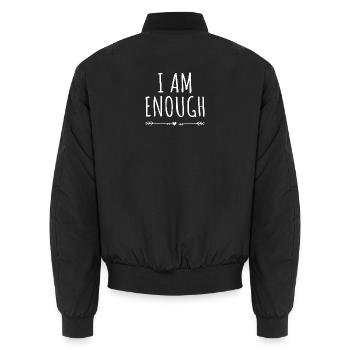 I Am Enough Ich Bin Genug Affirmation Achtsamkeit - Unisex Bomberjacke - Schwarz - Hinten - AI Model Male 185 light (185cm)