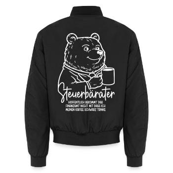 Steuerberater Bär Kaffeetasse Kaffee Steuerbärater - Unisex Bomberjacke - Schwarz - Hinten - AI Model Male 185 light (185cm)