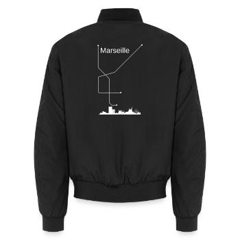 Marseille Stadt - Unisex Bomberjacke - Schwarz - Hinten - AI Model Male 185 light (185cm)