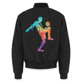 Fußballspieler Fußball Tricks Fußballer Kinder - Unisex Bomberjacke - Schwarz - Hinten - AI Model Male 185 light (185cm)