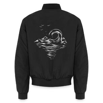 Möwen und Welle Nordsee Ostsee - Unisex Bomberjacke - Schwarz - Hinten - AI Model Male 185 light (185cm)