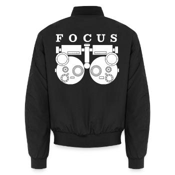 Fokus-Augen-Test - Optiker Optiker - Unisex Bomberjacke - Schwarz - Hinten - AI Model Male 185 light (185cm)