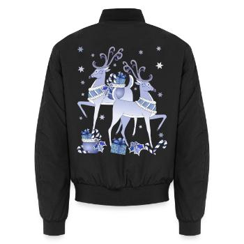 Blaue Hirsche Weihnachten - Unisex Bomberjacke - Schwarz - Hinten - AI Model Male 185 light (185cm)