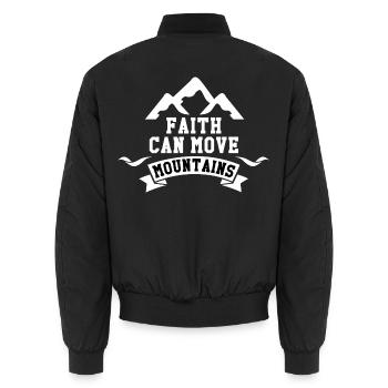Faith Moves Mountains Emblem - Unisex Bomberjacke - Schwarz - Hinten - AI Model Male 185 light (185cm)