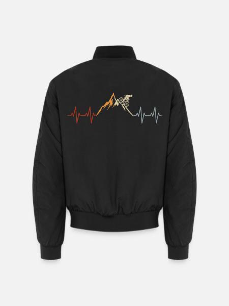 Fahrrad Radsport Herzschlag Berg Vintage Wandern - Unisex Bomberjacke - Schwarz