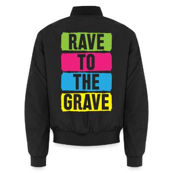 Rave To The Grave - Unisex Bomberjacke - Schwarz - Hinten - AI Model Male 185 light (185cm)